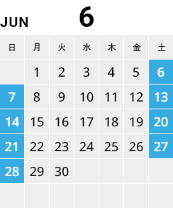 2026年6月カレンダー