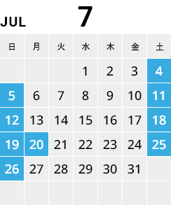 2026年7月カレンダー